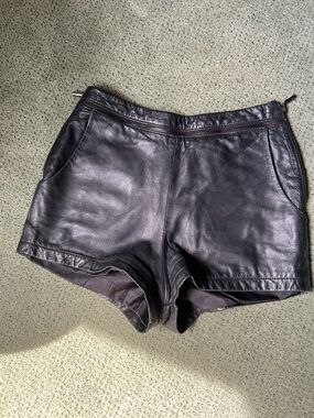 Stella & Jamie Black Leather High-Waist Shorts